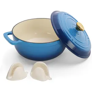 7.5 Quart Enameled Cast Iron Dutch Oven with Lid Dual Handles Oven Safe up to 500°F for Braising Stews Roasting Bread Baking Blue