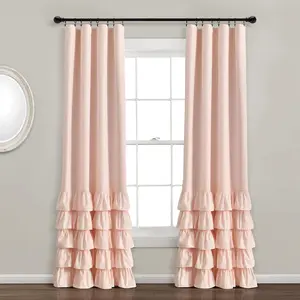 Lush Decor Allison Ruffle 100% Lined Blackout Single Window Curtain Panel Flat Weave Microfiber Fabric 40 Inches Wide Energy Efficient Privacy Panel