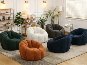 Large Bean Bag Chair with Arms & Backrest, Plush Faux Fur Lounge Chair for Adults | High-Density Foam Fill, Orange Reading & Gaming Chair  Modern Minimalist Couch Modern Sofa Modern Modular Sofa