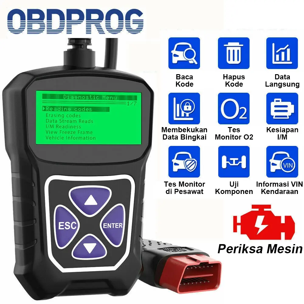 OBDPROG MT100 Professional OBD2 Automotive Code Reader - Vehicle Diagnostic Tool with EOBD Engine Check, CEL Turn-Off, Full Modes, Data Access & Wide Compatibility