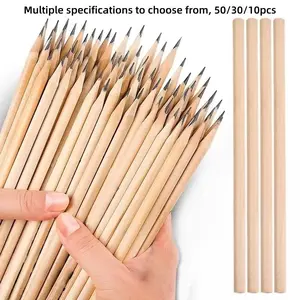 50/30/10pcs Hexagonal Pole Wooden Pencils, Safety Constant Core Hb Pencils for Students, Writing & Sketching Triangle Pencils