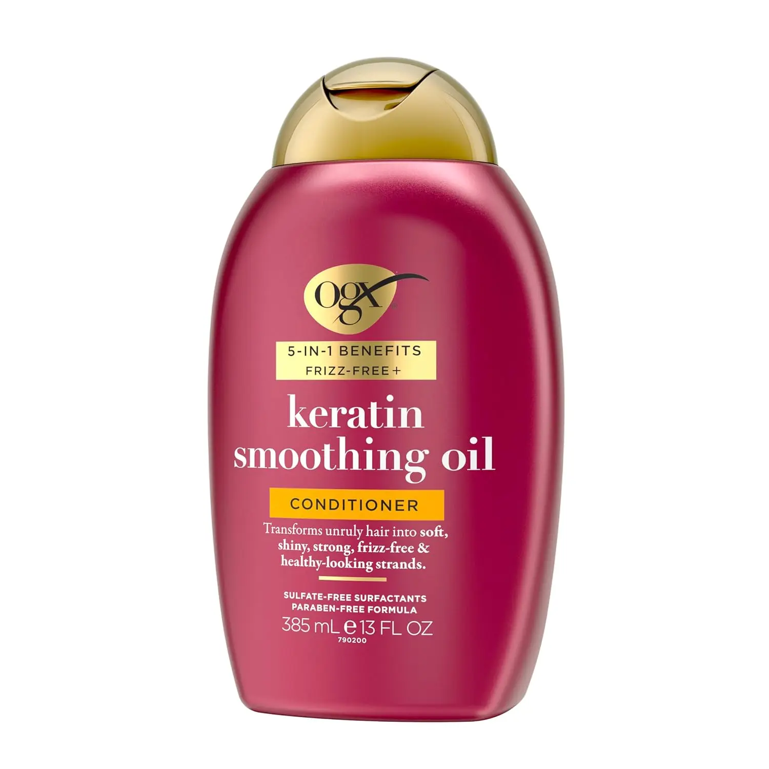 OGX Frizz-Free + Keratin Smoothing Oil Conditioner 5-in-1 for Frizzy Hair Shiny Hair 13 Fl Oz Sulfate-Free Formula