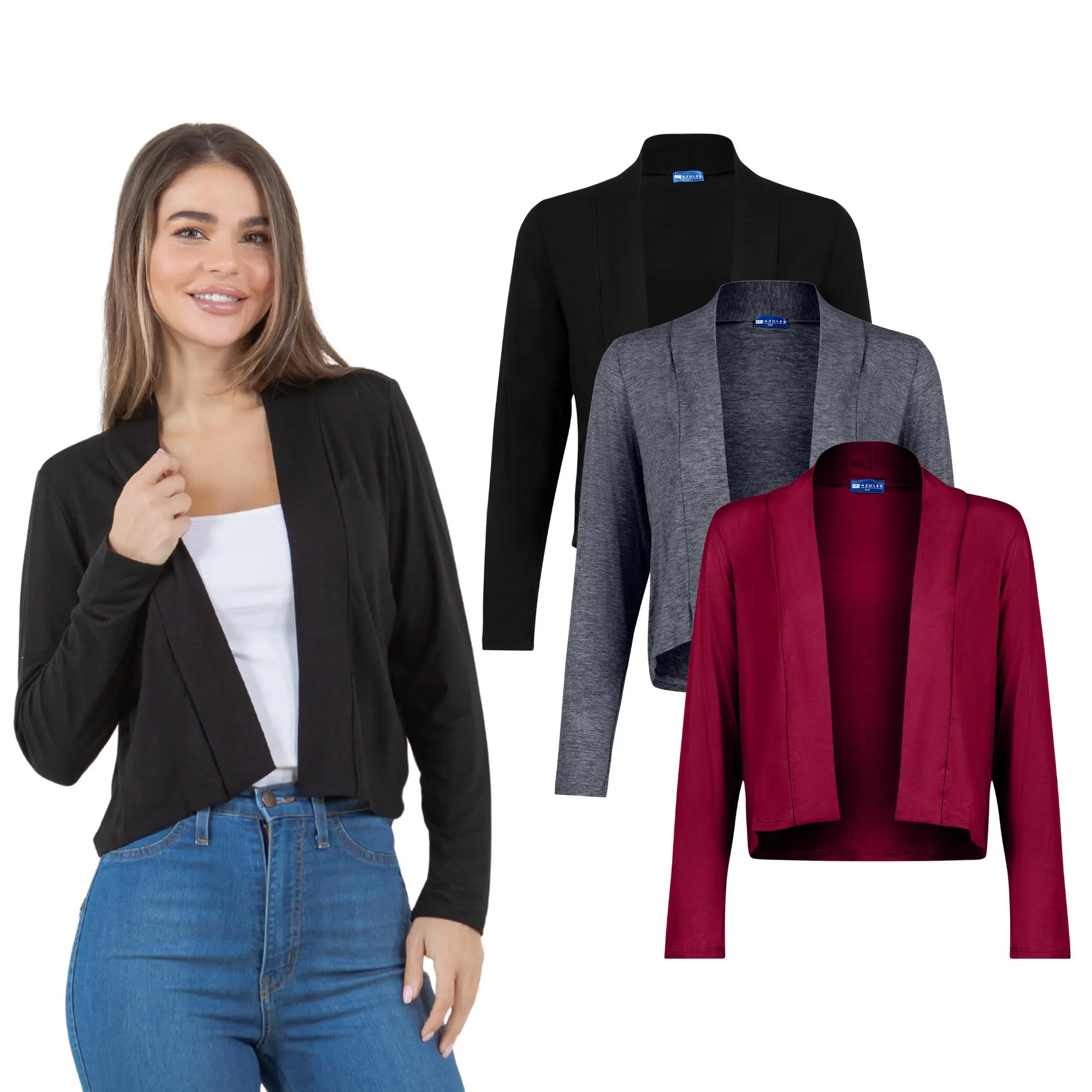 3-Pack Long Sleeve Cropped Cardigan