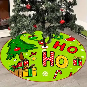 JIT Christmas green tree and gift holiday decoration, Home decor ornaments, Christmas tree dress, print pattern, family holiday party decoration, machine washable, Christmas gift