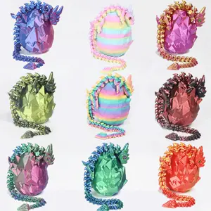 5pcs 3D Printed Crystal Dragon Egg Set with Movable Joints, Realistic Eyes, Unique Desk Toy, Perfect Gift for Holidays and Parties, Ornaments
