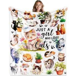 Cat Blanket Gifts for Girls, Cat Lover Gifts, Cats Thanksgiving Birthdat Gift for Women, Cats Decor for Room, Kitten Blanket 50X60 in