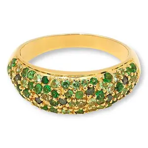 Rarities Gold-Plated Gemstone and 1/10cttw Diamond-Accented Band Ring