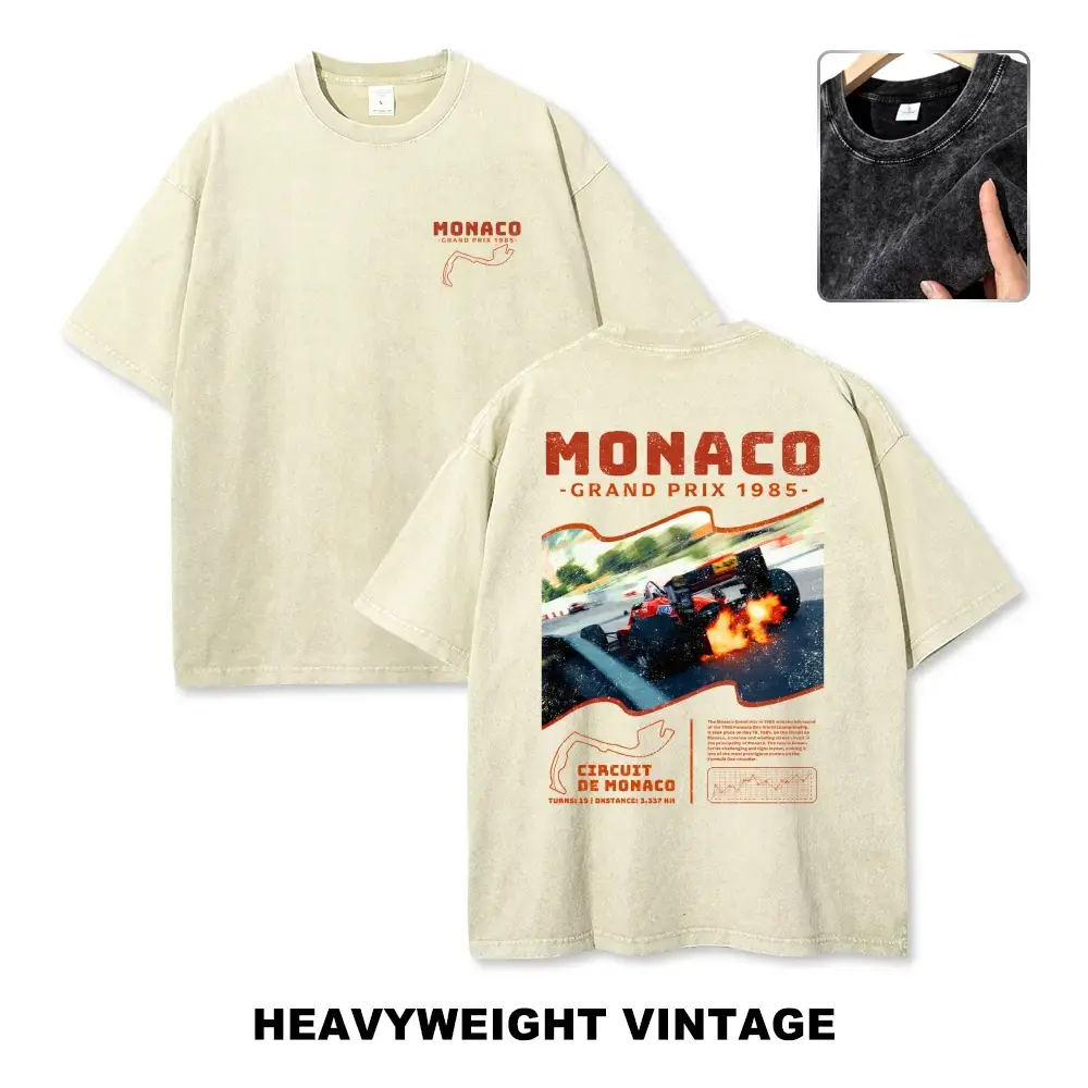 Men's Monaco 1984 Classic Vintage Graphic Tee - 90s Oversized T-Shirt, Retro Streetwear Outfit Top for Vacation & Casual Wear