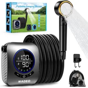 WADEO Portable Shower 8000mAh Rechargeable Pump with Fahrenheit Display, IPX8 Waterproof, 4 Spray Modes for Outdoor Camping, Travel, Car Washing, Pet Bathing