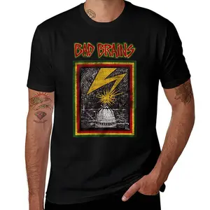 Bad Brains Black Worn Congress Punk Band Mens T Shirts Cotton Short Sleeve T-Shirt Crew Neck Tees Casual Shirt