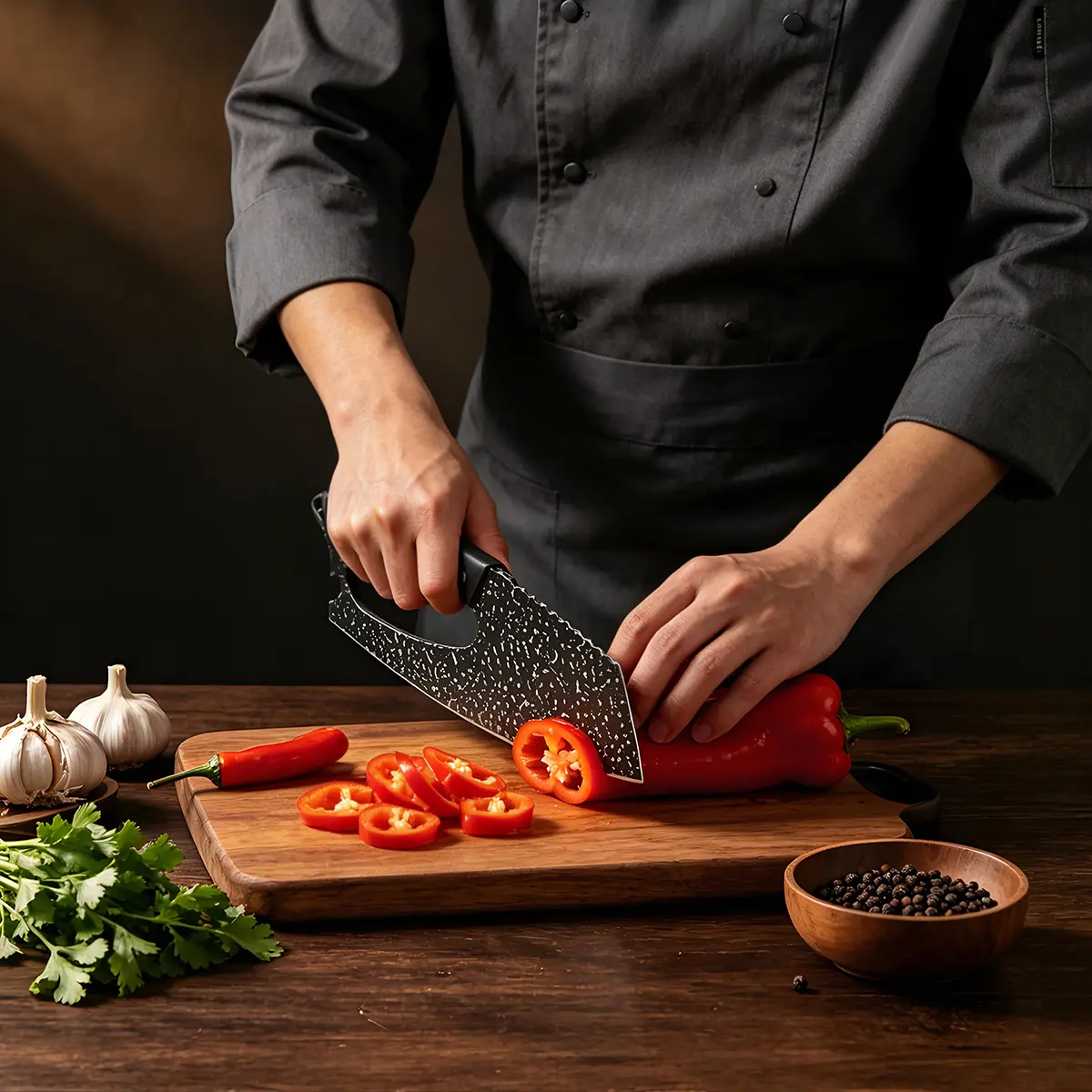 Ergonomic Steel Blade Kitchen Cleaver - Premium Durable Build Vegetable Chopper, Multi-Use Knife for Adults' Food Prep, Outdoor Camping Meat & Tomato Cutting