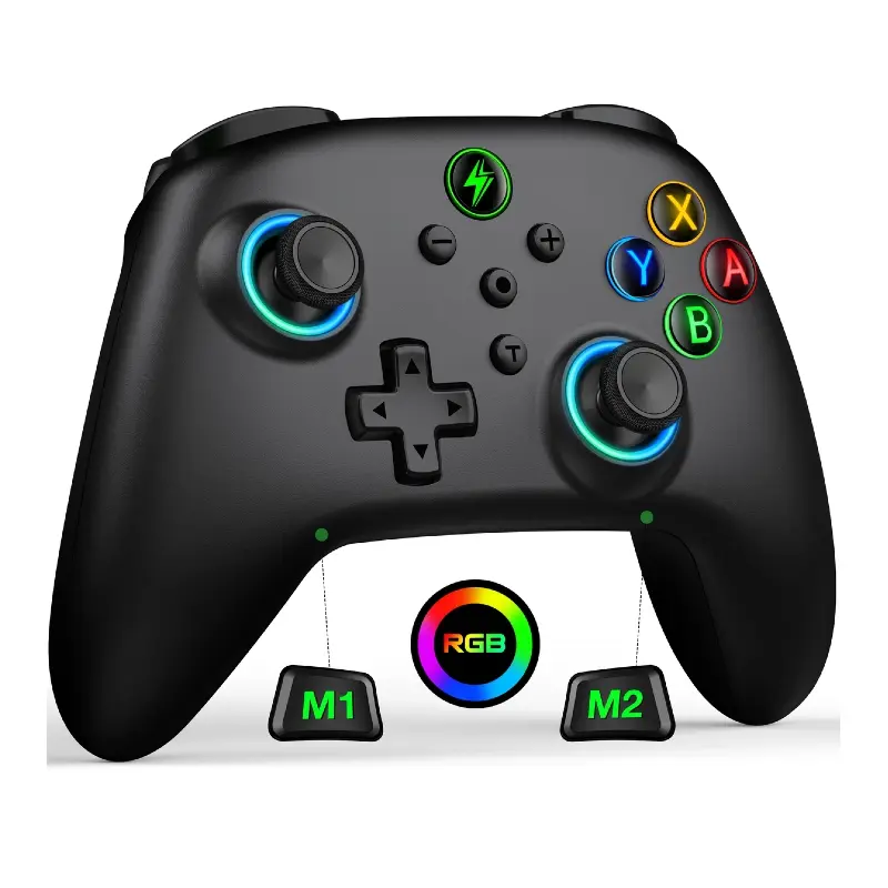 Wireless Switch Controller for Switch Controller/Lite/OLED- LED Switch Pro Controller/iOS/Android Game Remote/Wired PC Game Joysticks-RGB Programmable Remote for Nintendo Switch