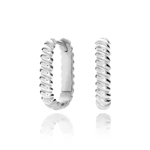 Aria Rope Huggies in Sterling Silver