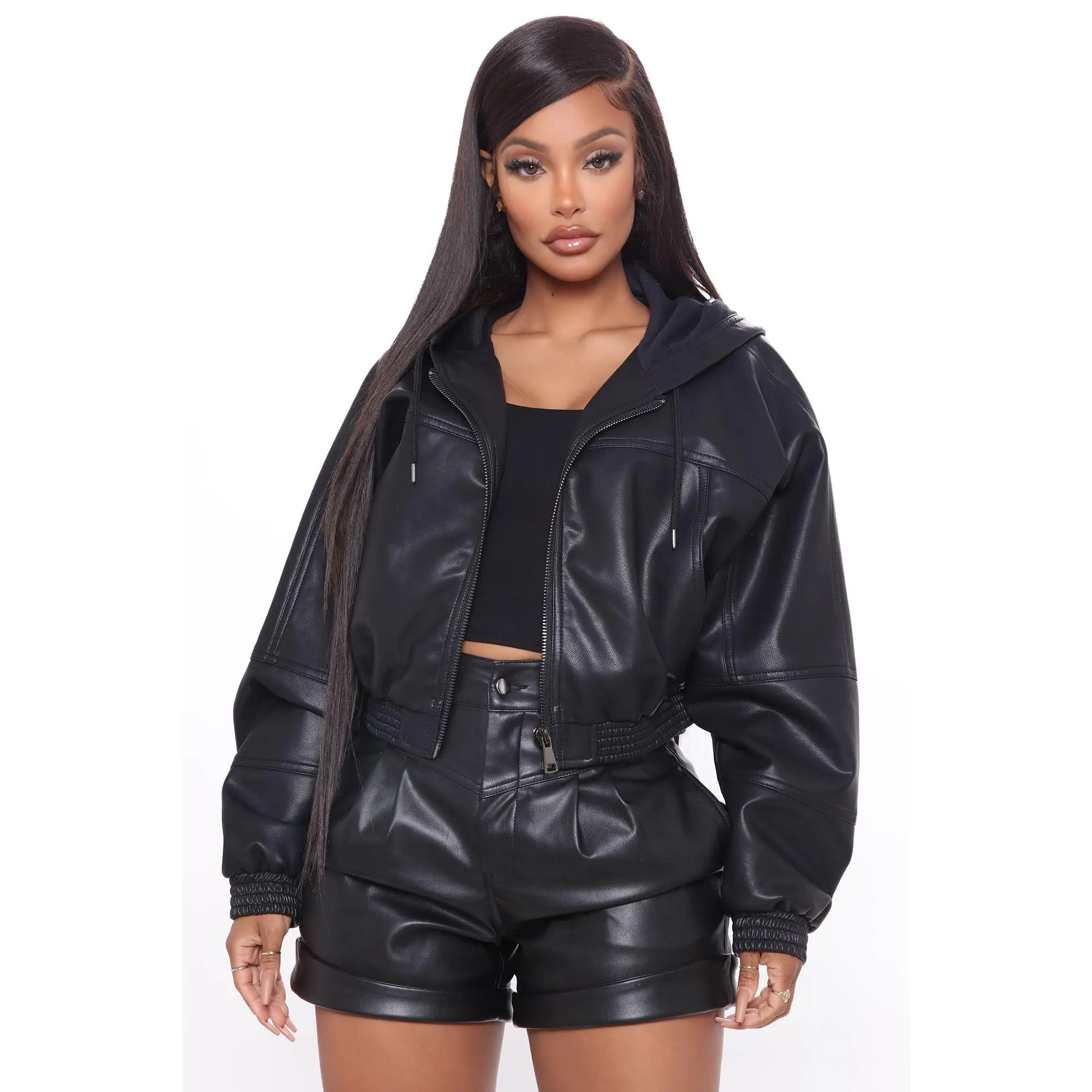 Call Me Baddie Faux Leather Jacket - Black