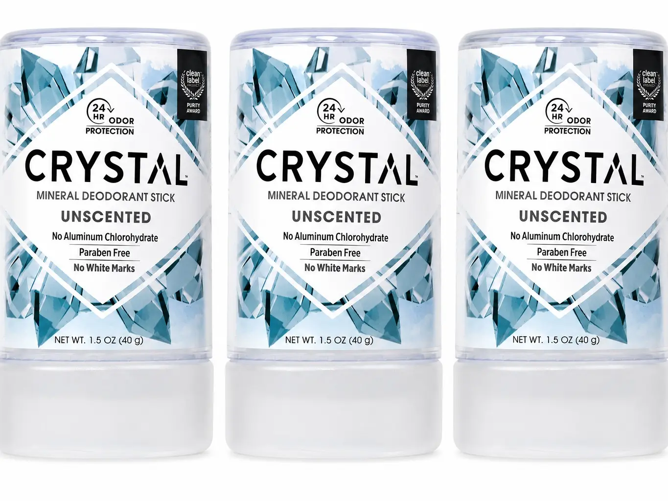 3-Pack Crystal Gentle Body Care Deodorant Stick - All Body Deodorant, Travel-Sized, 1.5 oz