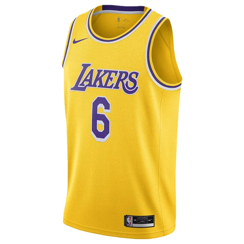 [CW3669-738] Mens Nike LOS ANGELES LAKERS LEBRON JAMES GOLD #6 ICON SWINGMAN JERSEY