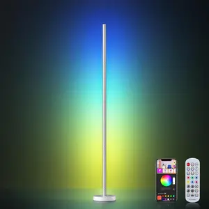 Smart RGBICW LED Corner Floor Lamp - 16 Million DIY Colors, 68+ Scenes, Music Sync, App & Remote Control, Color-Changing Ambient Lighting for Living Rooms, Bedrooms, and Gaming Rooms, White