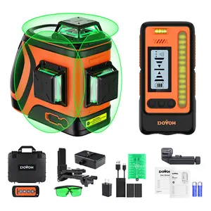 DOVOH Outdoor Laser Level with Receiver : Daylight High Visibility Laser Level 360 Self Leveling Up To 400ft Long Range High Power Green with Detector Outside Construction Landscaping, H3-360G