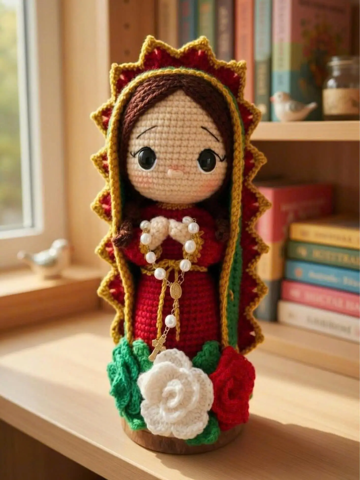 Handmade Crochet Virgin Mary Doll Catholic Plush Religious Gift Amigurumi Prayer Decor Christian Gift Soft Crochet Doll