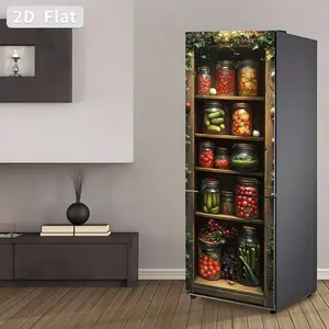 Removable Self-Adhesive Refrigerator Stickers, 30x180cm PVC Covering, DIY Home Decor, Various Jar Themes, Door Decals, Set of 2