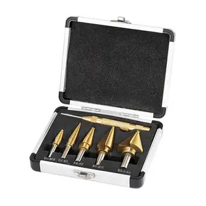 Step Drill Bit Set with Automatic Center Punch, Titanium Coated Unibit Step Drill Bits, Step Bits for Metal, Aluminum, Wood, Plastic, with Storage Case