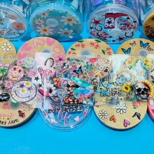 Random 50pcs 16oz UV DTF Cup Lid Sticker Wraps & Cartoon Festival Random Styles Pattern Vinyl Decal Thickened Card Film