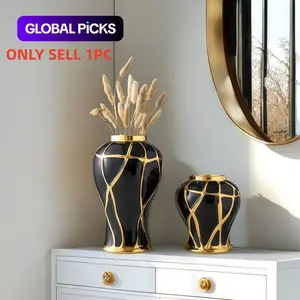 Modern Ceramic Vase, 1 Box Nordic Style Crack Vase, Decorative Vase for Living Room Desktop, Study Atmosphere Vase Ornament, Front Desk Flower Vase, Table Decor, Home Decor Accessory, Ceramic Bouquet Vase #GLOBAL PICKS