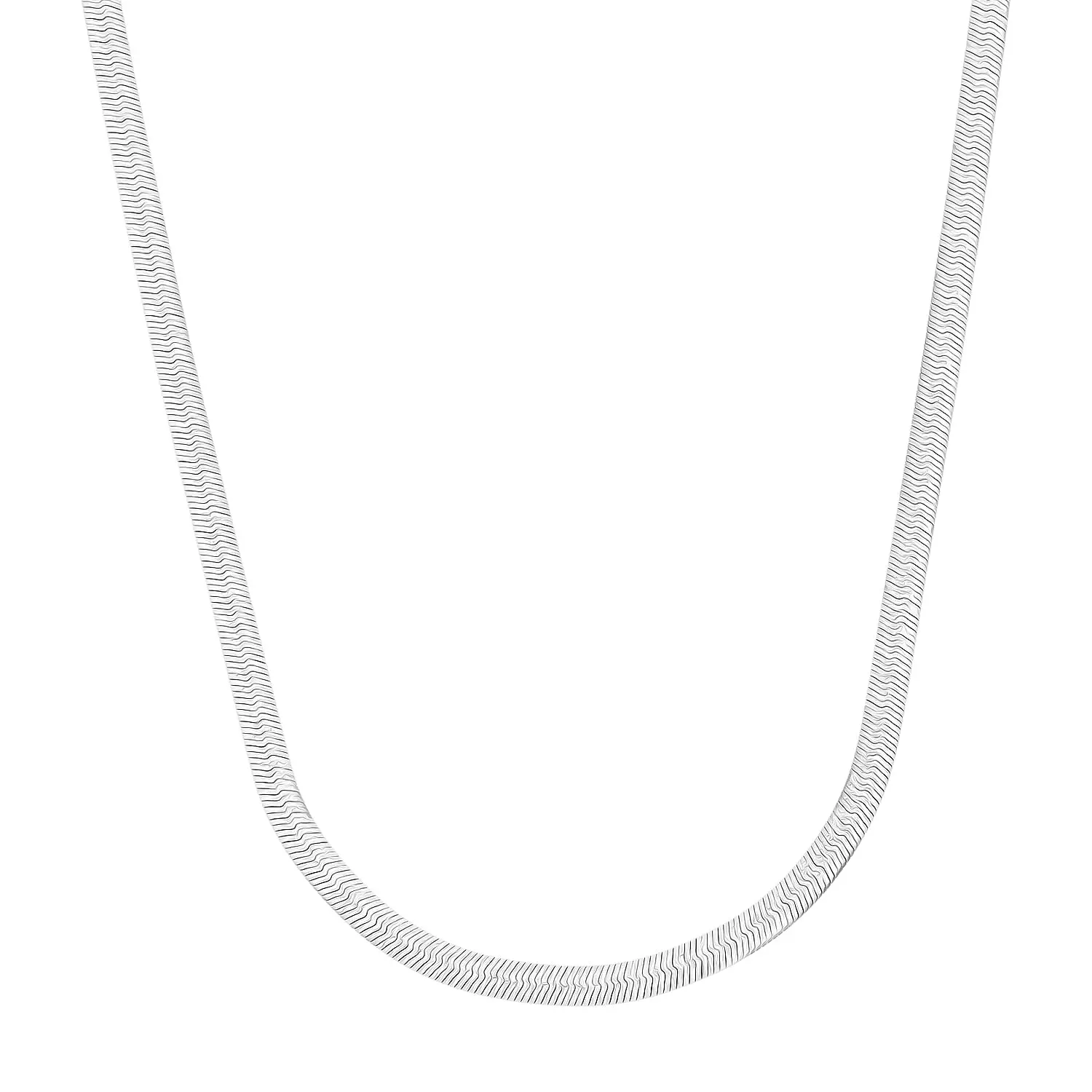 Italian Herringbone Chain Necklace in Rhodium Over Sterling Silver 10.35 Grams 20 Inches