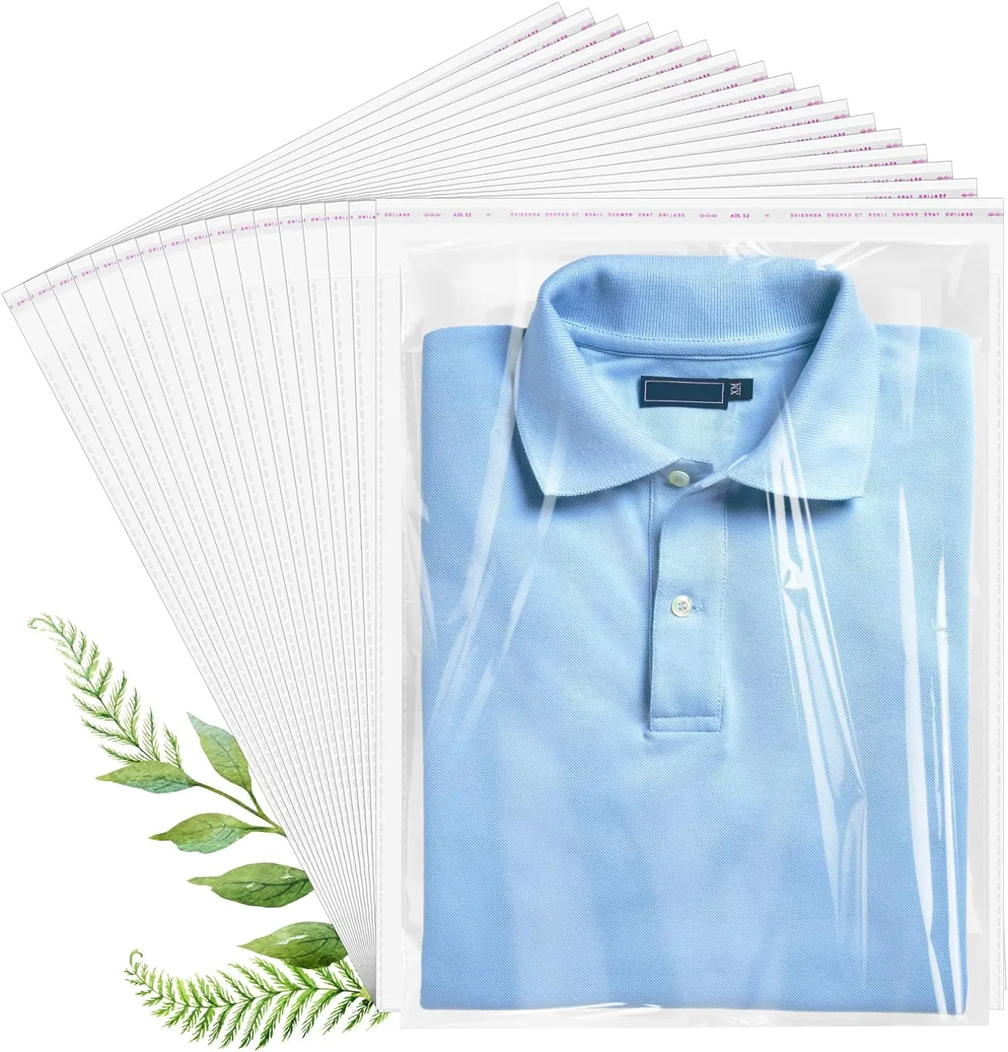 70 Pack 12x16" Clear Cellophane Bags for Shirts, Gift Wrapping, Artwork | Plastic bags with self-sealing strip, Ultra-transparent for shirts, gifts & party favors, Reusable & tear-resistant