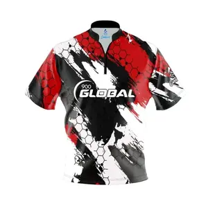 900 Global Red Hexagram Quick Ship CoolWick Bowling Jersey
