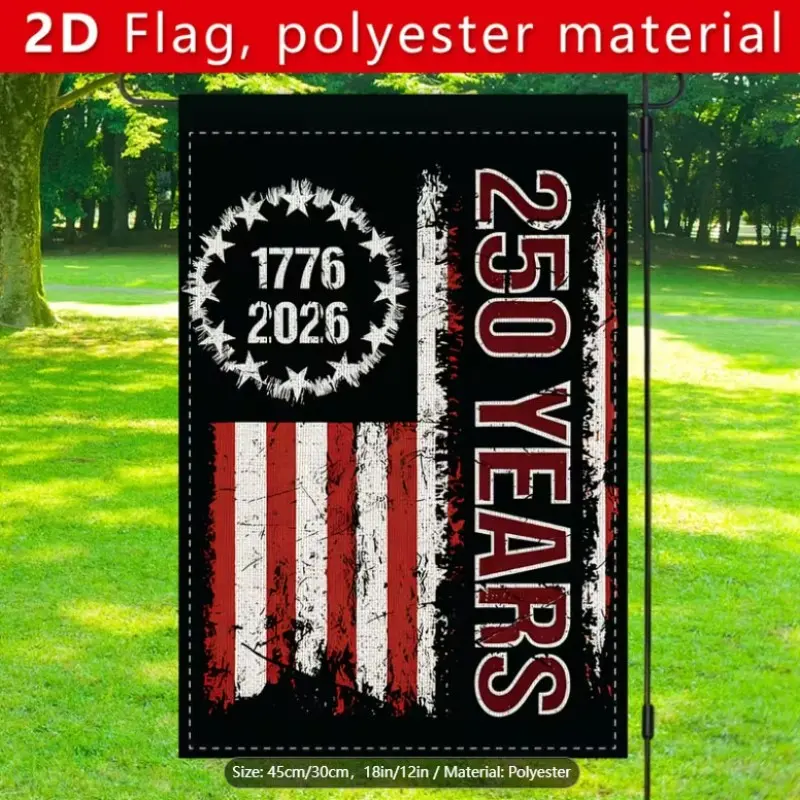American 250th Anniversary Garden Flag, Outdoor Use, Polyester, Festive Patriotic Star Spangled Banner Design, 1776-2026 Commemorative, 11.8x17.7 Inches, Lawn Flags, Outdoor Flags