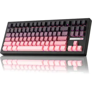 ZORNHER ZH870 Wireless Mechanical Gaming Keyboard 80% Pink Purple Custom Creamy Sound Shine Through PBT Keycaps Pre-lubed Linear Switches Hot Swappable RGB Backlit 2.4GHz USB C BT5.0 fathersdaygiftideas