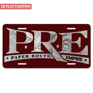 PRE License Plate in Black/White, Truck Car White Vehicle