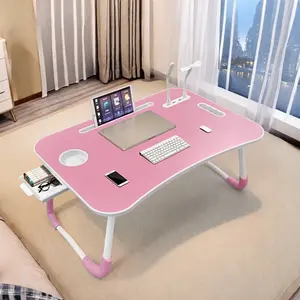 Portable Laptop Bed Desk ，Foldable Computer Desk， with Drawer&USB Ports Suitable for Beds and Sofas