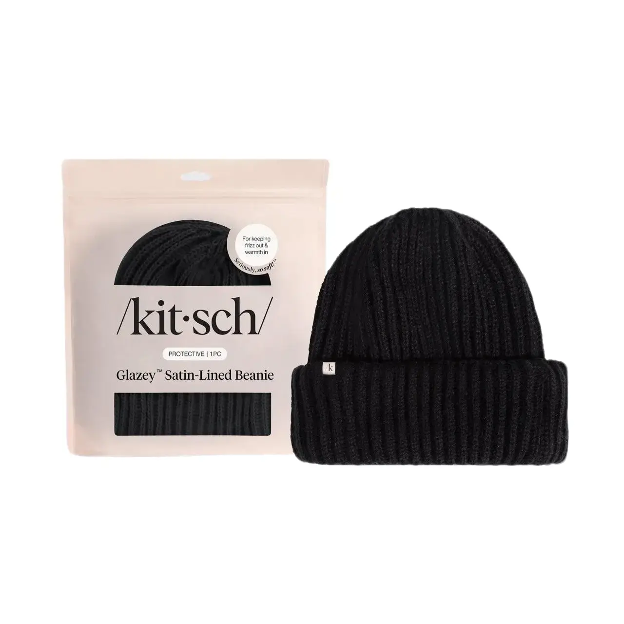 Glazey™ Satin-Lined Beanie - Black Glazey™ Satin-Lined Beanie - Black