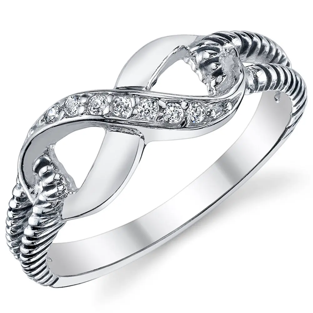 Women's 925 Real Silver Ring - Sparkling Cubic Zirconia Infinity Design - Silver Rings for Women, Sizes 5-10, 925 Real Silver Rings
