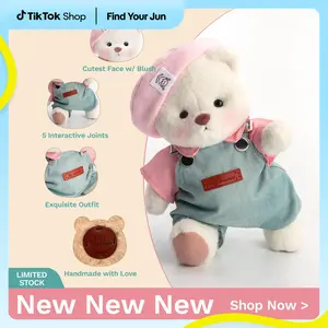 Getahug Pink Beanie Overalls Teddy Bear Toy - Handmade Jointed Plush with Exquisite Outfit, Huggable Stuffed Animal, 12" Height, Perfect Gifts for Girls, Grateful Gifts for Any Ages Interactive Realistic Bunny Cute Crinkle Squeaky