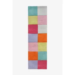 Colorful Checkered Hand-Tufted Wool Runner Rug