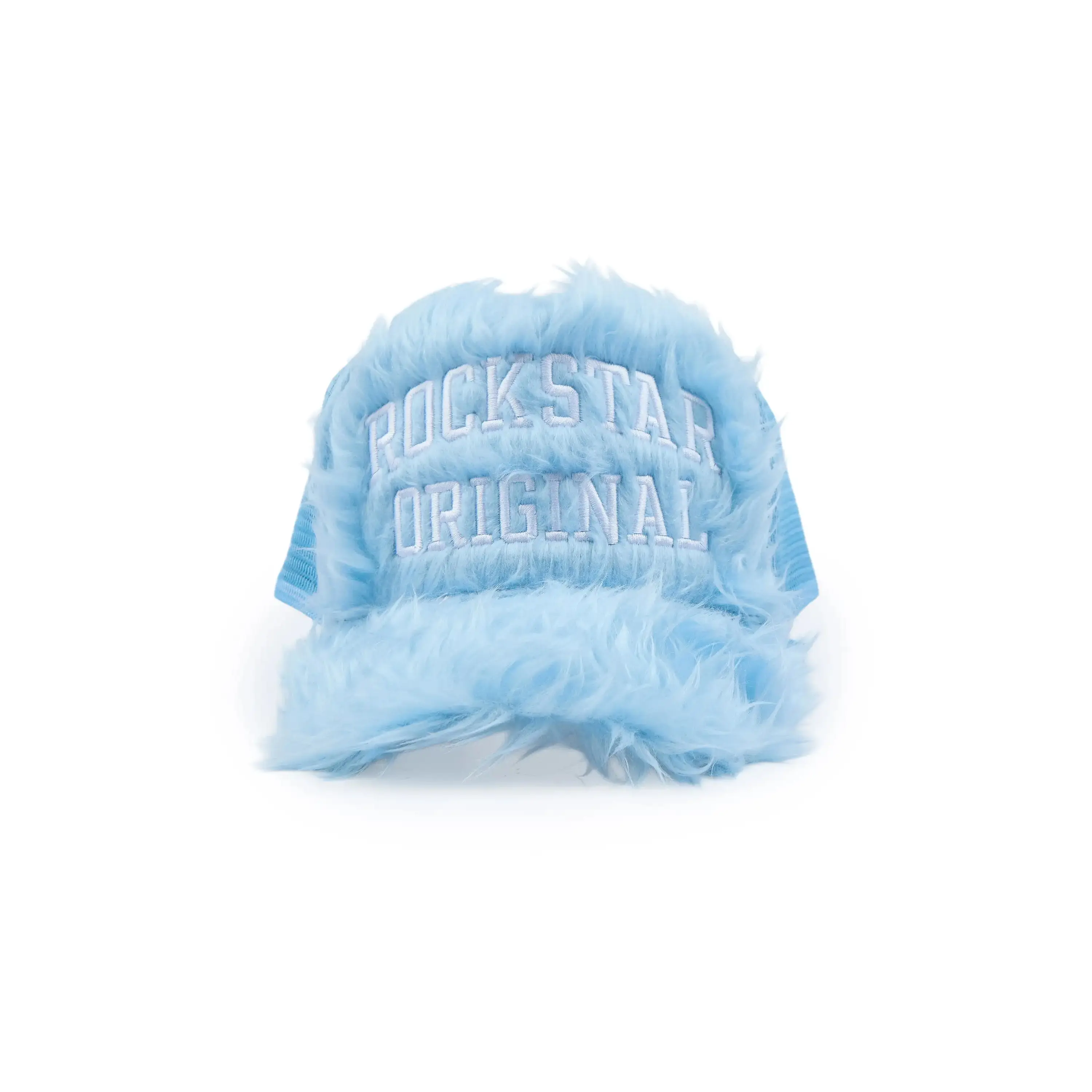 Shaggy Baby Blue Fur Trucker Hat