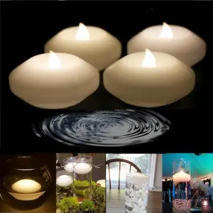 Pack of 8 LED Waterproof Wax Floating Candles 3 inch, Battery-Powered Flameless Flicker Candle, Water Activated, for Baby Shower, Wedding, Home, Party Festival Decor(Warm White)