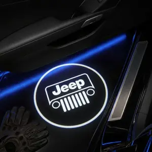 2 Pcs Jeep Carbon Fiber Welcome Light Set, Car Door Projection Lamp, Laser Light, Decorative Floor Lamp (batteries Not Included), Car Light Embellishments