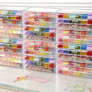 Handmade beaded storage box; crystal loose beads jewelry; glass rice beads DIY materials; transparent partition box; Bead storage containers; drawer style; Home Jewelry Organizer