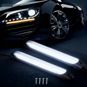 9-Inch Car Daytime Running Light Bar,Car DRL LED Daytime Running Light Auto Headlight Strip Flow Yellow Sequential Turn Signal Day Light drl for Cars