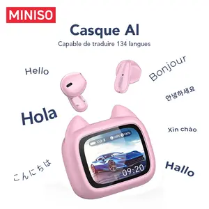 Miniso MS102 Cat Ear Headset, LCD Display Charging Box HiFi Sound, Real-Time Translation in 134 Languages, True Wireless In-Ear Bluetooth-compatible 6.0, Lightweight Wireless Earbuds