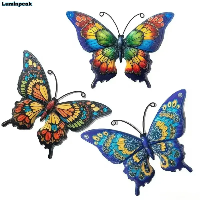 Artistic Butterfly Wall Decor, 3D Iron Art Hanging Ornament, Durable and Rustproof with a Weatherproof Finish for Outdoor Gardens, Pu