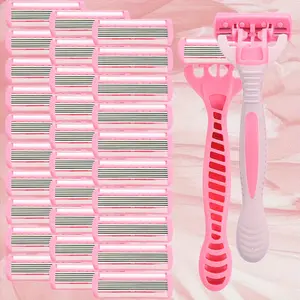 Women's 6-Blade Shaver, Smooth Gentle Hair Removal Tool, Bikini Hair Removal, Ideal for Daily Use, with Lubricating Strip and Non-Slip Handle, Razors