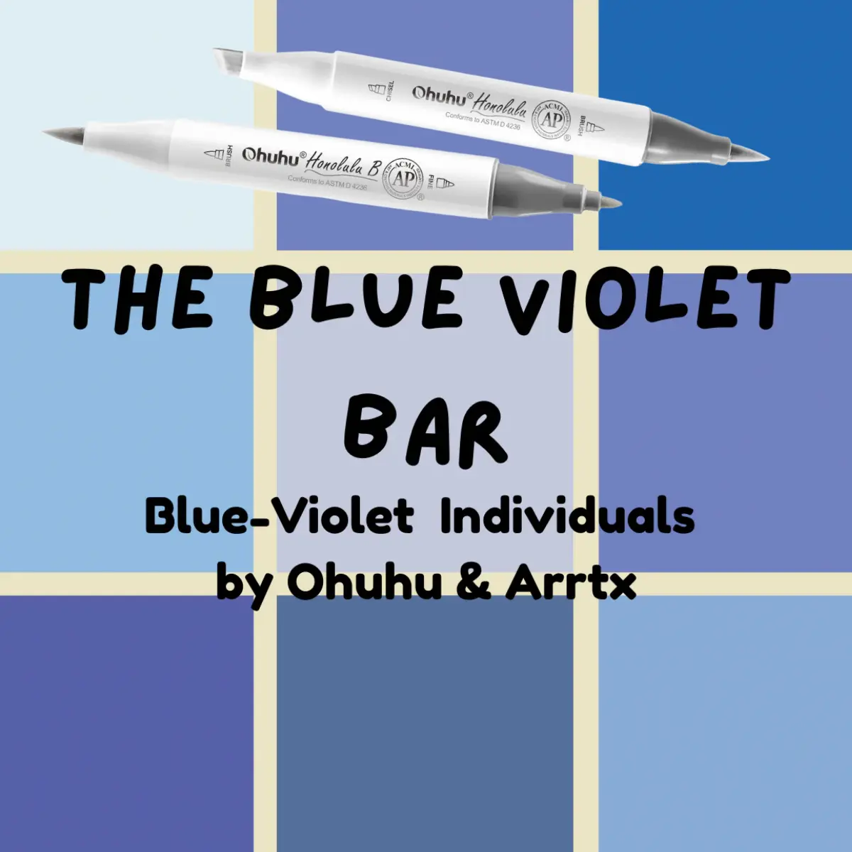 Ohuhu Blue Violets Honolulu B Brush/Fine Tip Marker Single Color BV310 Brilliant Blue Alcohol Marker for Artists