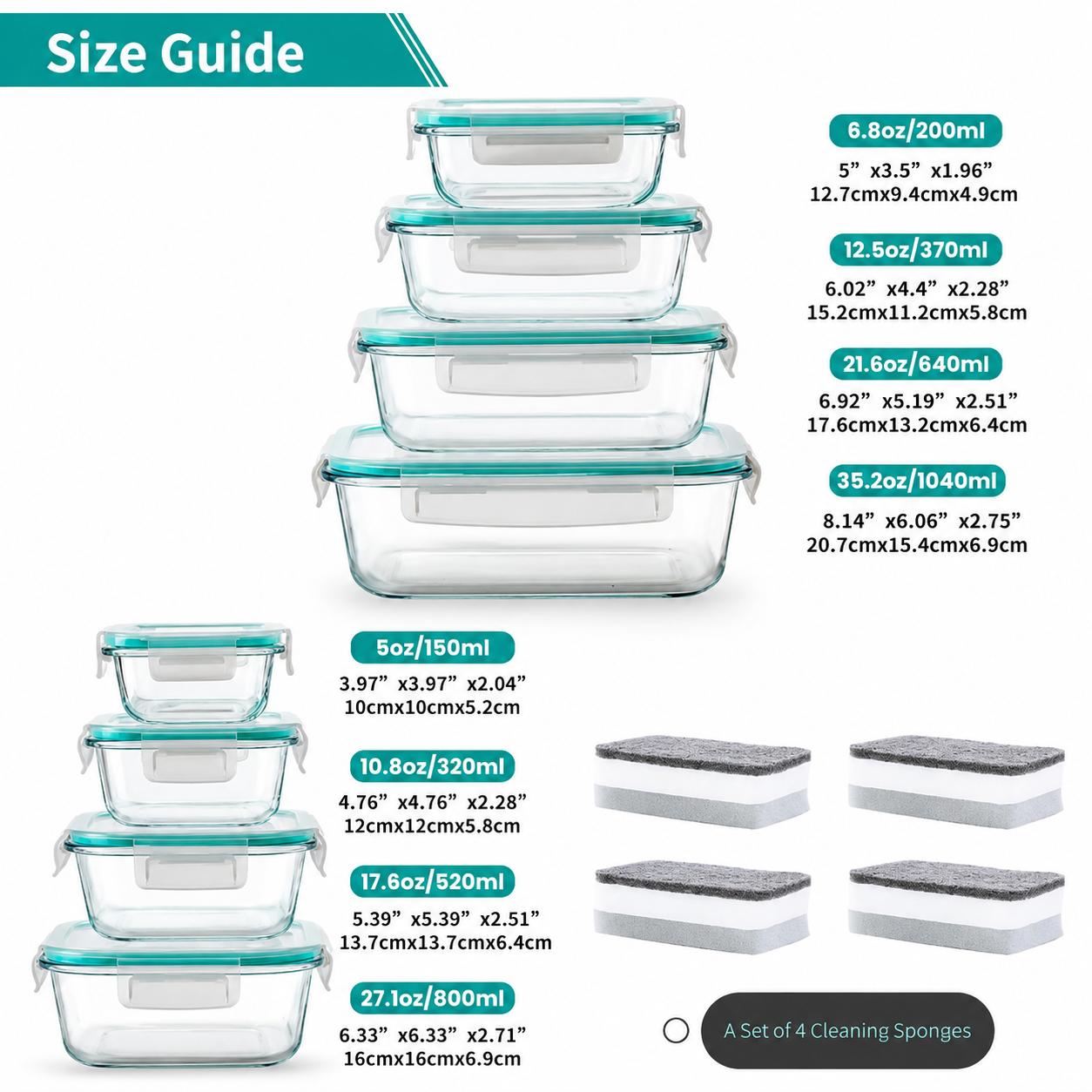 8-Piece Borosilicate Glass Food Storage Container Set, Kitchen Airtight-Lid Lunch Boxes, Stackable Square & Rectangular Meal Prep Containers, Microwave & Freezer Safe 8-Piece Borosilicate Glass Food Storage Container Set, Kitchen Airtight-Lid Lunch Boxes, Stackable Square & Rectangular Meal Prep Containers, Microwave & Freezer Safe