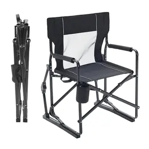 Stowaway Rocker ,Folding Camping Chair, Padded High Back, Adjustable Lumbar Support, Extra Wide for Adults, 5000 LBS Steel Frame, Portable Outdoor