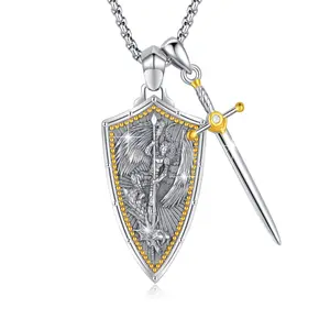 925 Sterling Silver Religious Necklace for Men Saint Michael Pendant Religious Jewelry Gifts for Talisman Amulet TikTokShopBlackFriday